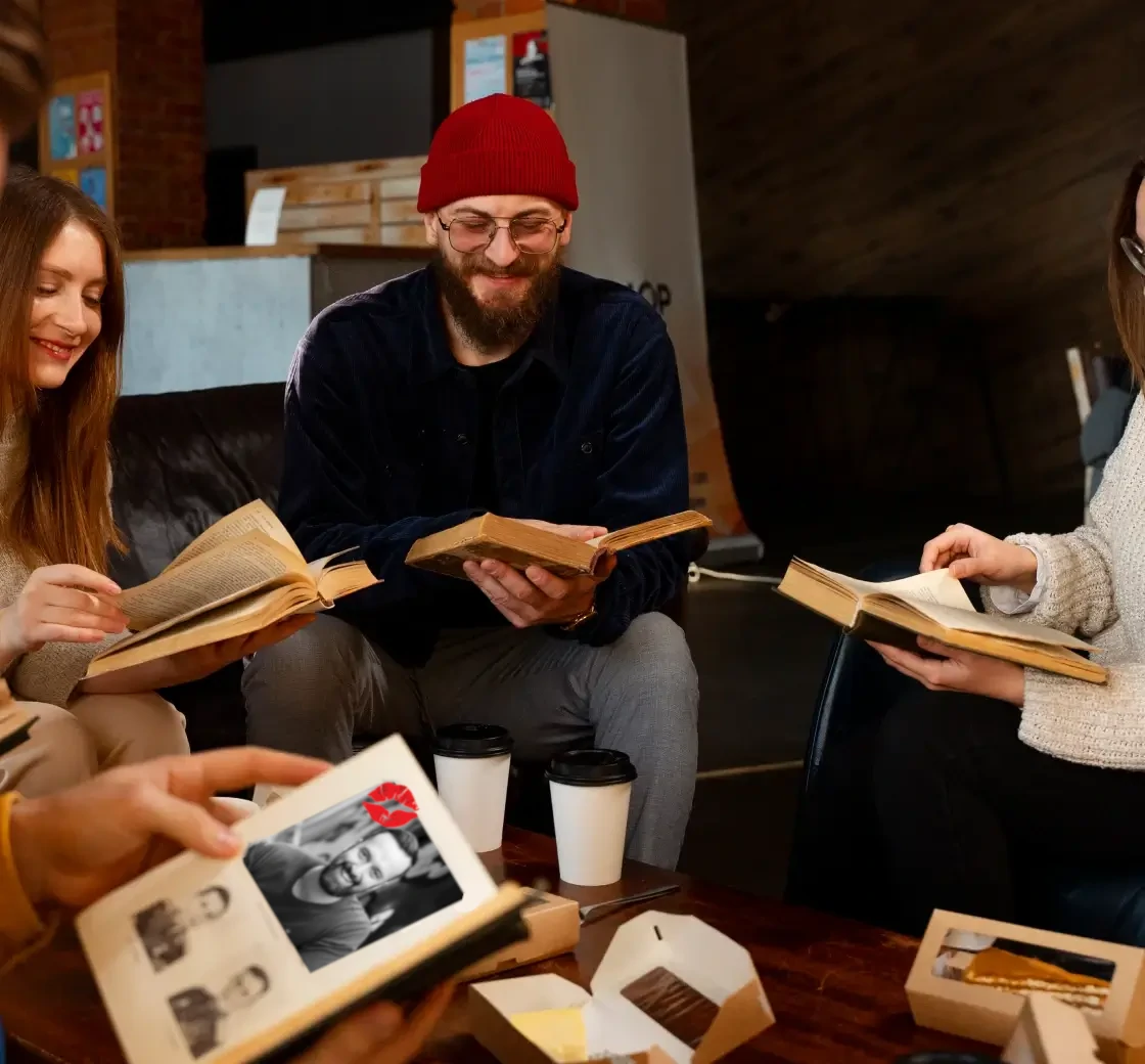 People reading together illustration